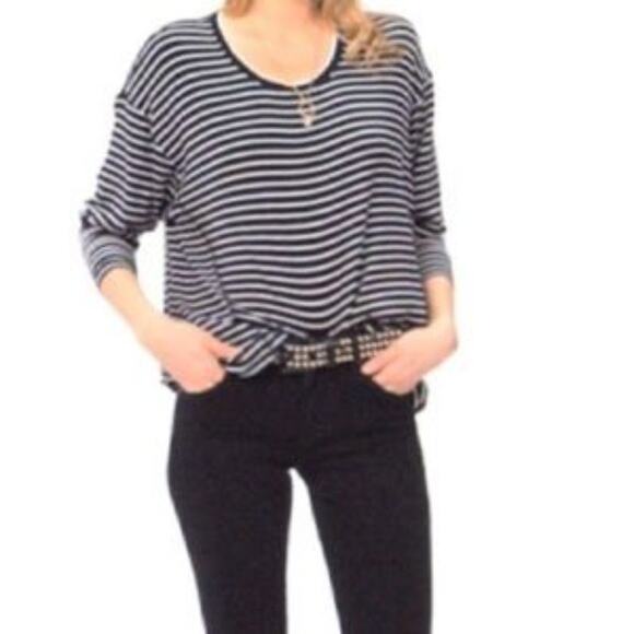 CAbi #4005 Crosswalk Tee Black + White Striped Long Sleeved Size Woman's Small - Picture 2 of 6